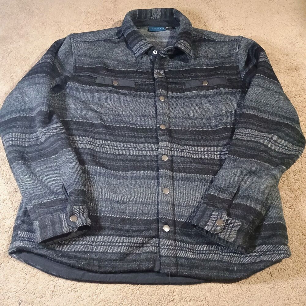 Iceburg‎ Sweater Jacket Mens Large Knitted Button Snaps and Stripes